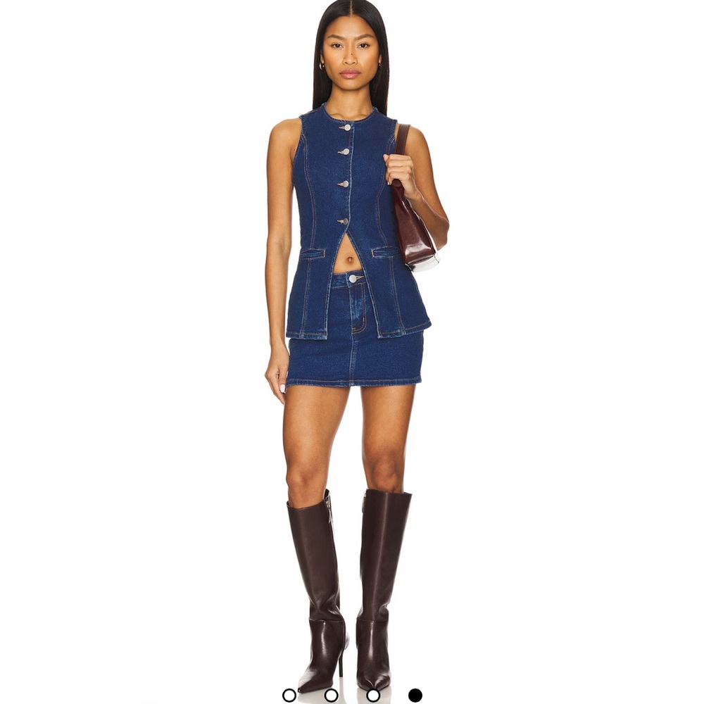 SOLD AS A SET Maeve Denim Skirt Set in Dark Wash Denim